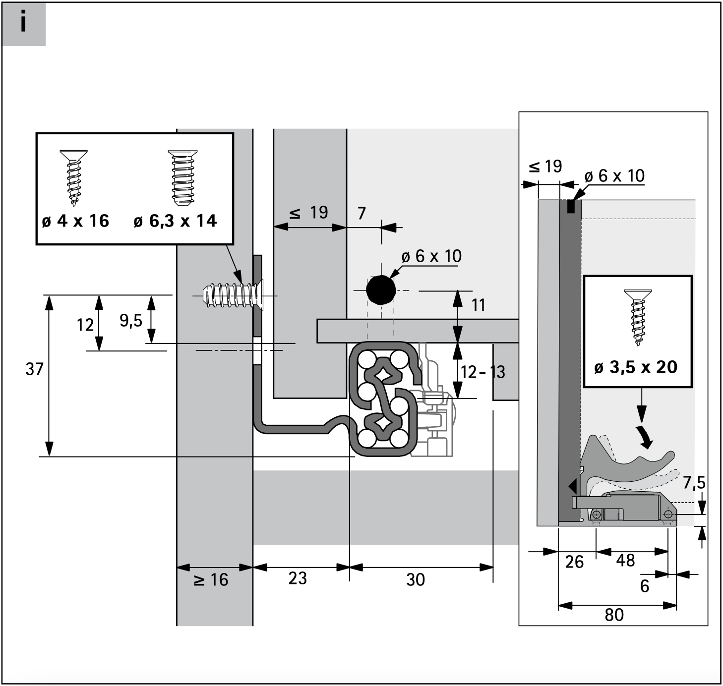 Направляющие hettich quadro v6 silent system схема монтажа