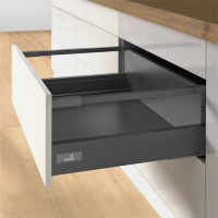 Комплект ящика Atira H176 L350 с 1 релингом, полного выдвижения, Push to open, антрацит (17793) Hettich