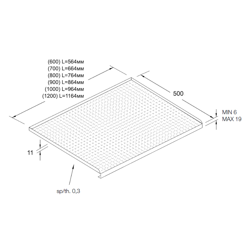 Поддон L= 1000 гладкий LUX (Scilm), антрацит, глубина 500