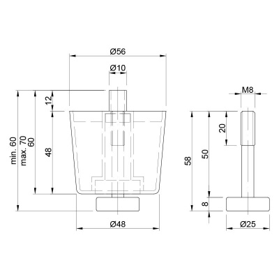 Ножка регулир. D=50  Н=50 белая