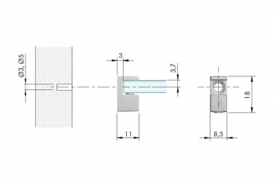 Полкодержатель GRACE для стекла 5-6мм, хром, Italiana Ferramenta