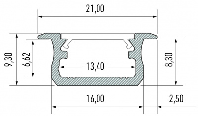 Профиль д/ленты LED врезной (L=4150 мм), белый