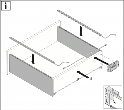 Комплект профіля для AvanTech YOU, з LED освітленням, NL ≤ 400 мм, під нержавіючу сталь (9326876)