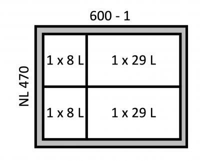 Висувний сортер для сміття InnoTech Atira Pull, секція 600 мм, 74 л. (8+8+29+29) Н=560 мм L=470 мм, навантаження 30 кг, з кріпленням на фасад (20604)