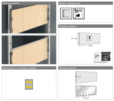 Комплект фурнітури Vertico Synchro, внутрішнє навішування, 300 – 400 мм, довжина 2500 мм (20392)