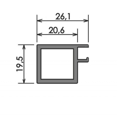 Профіль рамковий Е-5 L=5,5 м, для фасадів з прихованими завісами, алюміній, Elite