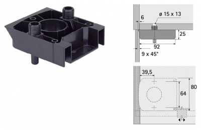Korrekt Основание для опоры Universal, под запресовку, 2 распорных дюбеля (79689)