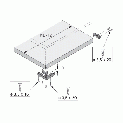 Фіксатори та кріплення для висувних полиць, ліва і права (75808)