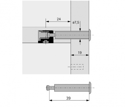 Дюбель наскрізний під Rastex DU 109, 19 мм, довжина 39 мм (1079613)