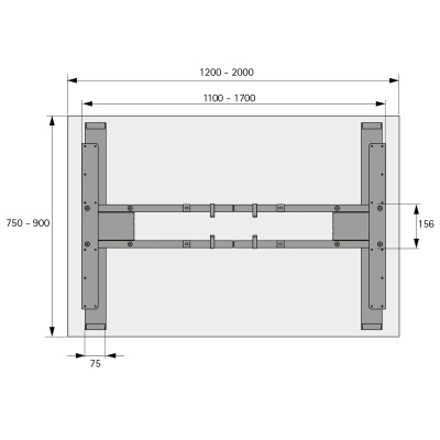 Комплект стола Steelforce Pro 370 SLS, с электрорегулировкой высоты, серебро (9309751) Hettich