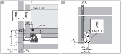 Quadro YOU с механизмом Push To Open L-500 мм, EB21, 30 кг, правая (9256918)