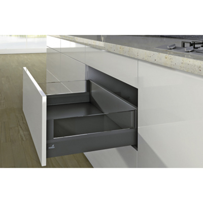 Комплект шухляди ArciTech H=218мм L=500мм, з DesignSide скло, боковина 94 мм, з дотягувачем, антрацит (15408) Hettich