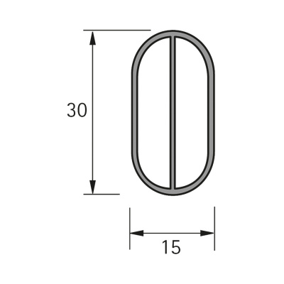 Гардеробна штанга овальна, 30х15, L3000, анодована, срібляста (9079590)