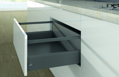 Комплект ящика ArciTech H=250мм L=500мм, с 1 релингом, боковина 126 мм, с доводчиком, антрацит (17395) Hettich