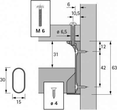 Штанготримач до овальної труби SL 786 під полку, нікель (70668)