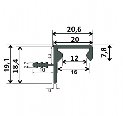 Gola Профіль у верхній модуль під LED, L=5м- чорний фактура