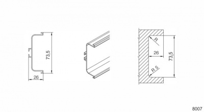 Gola Профиль C для фасада без ручки L= 4100 медь