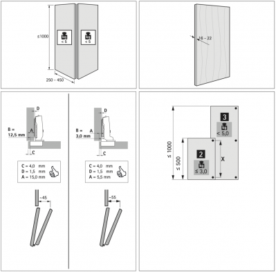 Комплект Kitchen WingLine S v2.0 для правої двері, без нижнього профілю, 2 стулки, в сірому кольорі (14002)