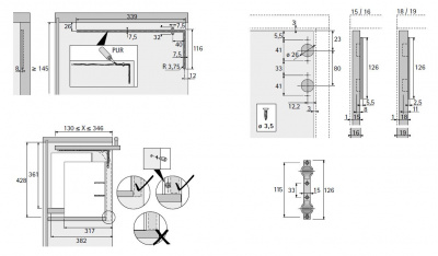 Механізм для підйомно-засувних стулок Lift Up, товщина стулки 18-19 мм (45026)
