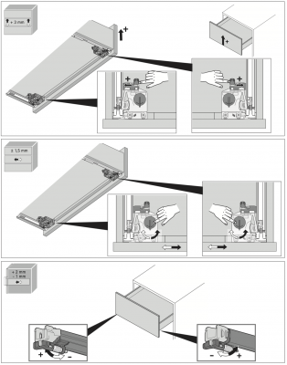Направляючі Quadro V6 5D з демпфером Silent System, L-450 мм, з фіксаторами (21678) Hettich