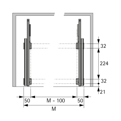 Комплект креплений для выдвижной полки для обуви (9352746) Hettich