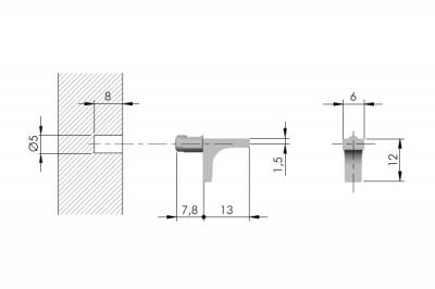 Полицетримач K-Line d=5мм д/ДСП один штифт, нікель (10208020YA)