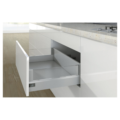 Комплект ящика ArciTech H=218мм L=500мм, с надставкой DesignSide стекло, боковина 126 мм, с доводчиком, серебро (15367) Hettich