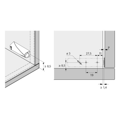 Толкатель Magnet Strong, врезной, L=20 мм, белый