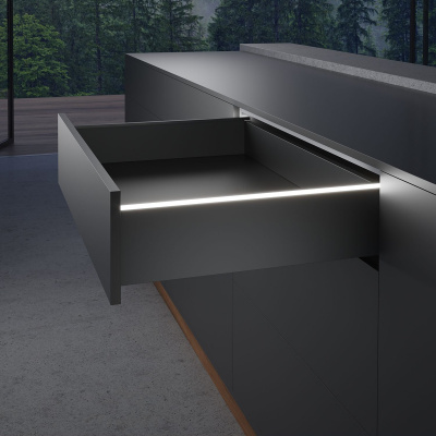 Комплект шухляди AvanTech YOU Illumination, висота 139 мм, NL 300 мм, з LED освітленням, Quadro YOU Silent System, антрацит (22327) Hettich