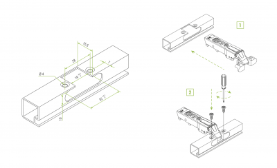 Петля Omnia с доводчиком, для дверей с алюминиевым профилем, откр. 105°, накладно, FGV
