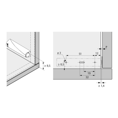 Толкатель Magnet Strong, врезной, L=37 мм, чорный