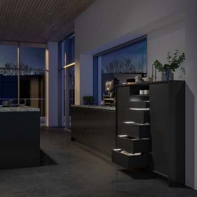 AvanTech YOU Light Tower, ширина 400 мм, з LED освітленням, Quadro YOU Silent System, антрацит (9330351) Hettich