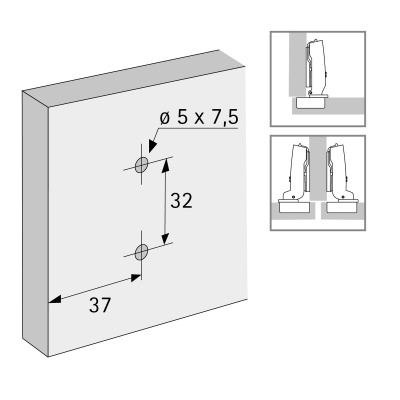 Монтажна планка Sensys/Intermat D=1,5 мм - Direct, зі штифтами та гвинтами Ø 5 x 7,5 мм, з ексцентриком (9075066)