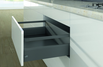 Комплект ящика ArciTech H=218мм L=500мм, с 1 релингом, боковина 126 мм, с доводчиком, антрацит (15300) Hettich