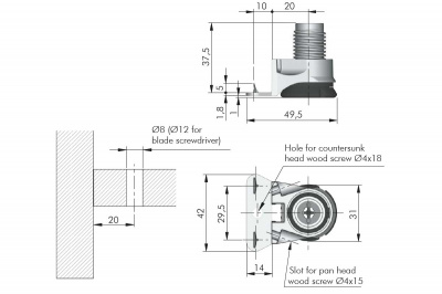 Ніжка Integrato G з шипами, h=25мм/175кг, з регулюванням  (3010602000)