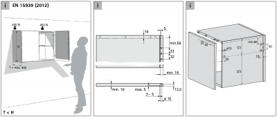 Підвіс для шафи SAH 215, 90 кг на пару, лівий+правий (79716) Hettich