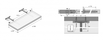 Titan 1 Полкодержатель  L=100 плита 24 мм (1001167)