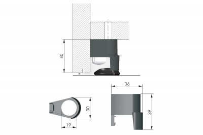 Корпус Spacer для ніжки Integrato H=40мм (30107020EA)