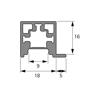 Профіль Cadro для полки, під LED, 3000 мм, чорний матовий (9298814) Hettich