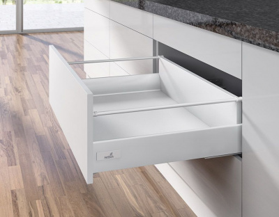 Шухляда InnoTech Білий H144 L470 з 1 релінгом, часткового висування з дотягувачем, EB=12,5 мм (16715)