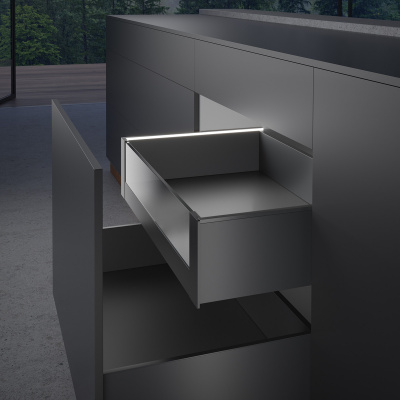 Внутрішня шухляда AvanTech YOU Illumination, висота 187 мм, NL 500 мм, без скла, з LED освітленням, антрацит, Quadro YOU (21358)