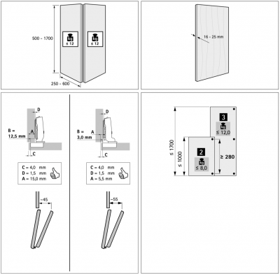Комплект WingLine L v2.0 для лівої та правої двері, без нижньго профиля, 4 створки, в сірому кольорі (15819)