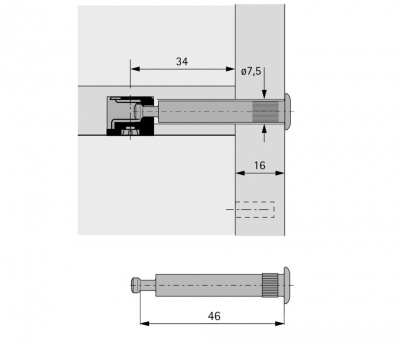 Дюбель наскрізний під Rastex DU 107, 16 мм, довжина 46 мм (1070356)