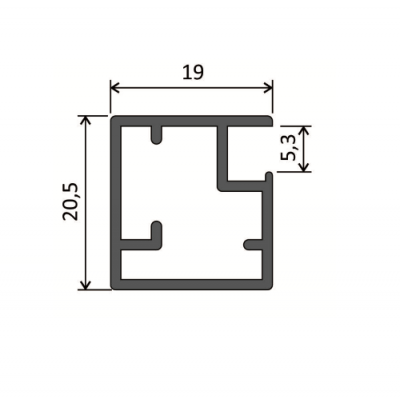 Профіль рамковий Е-1 L=5,5 м, чорний фактура, Elite