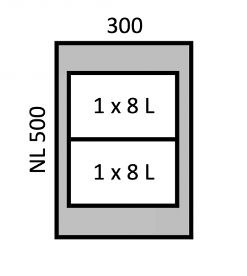 Висувний сортер для сміття ArciTech Pull, секція 300 мм, 16 л. (8+8) Н=400 мм L=500 мм, навантаження 40 кг, з кріпленням на фасад (20621)