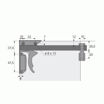 Фіксатори та кріплення для висувних полиць, ліва і права (75808)