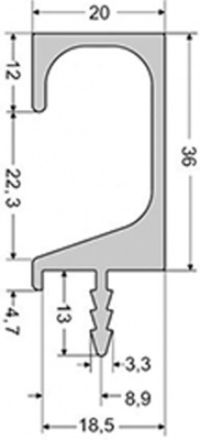 Врізний профіль-ручка UKW 7 18мм L=5м, чорний фактура, Elite