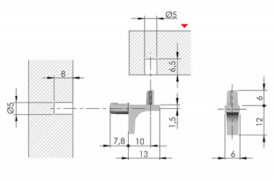 Полицетримач K-Line d=5мм д/ДСП два штифта, нікель (10208050YA)