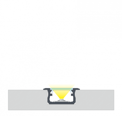 Профіль д/стрічки LED врізний (L=4150 мм), сірий