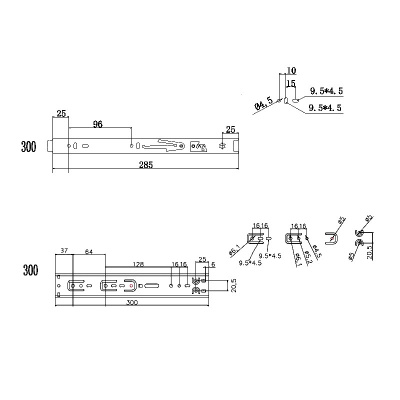 Направл.шарик L-300 Н=45мм п/в с дов.
